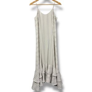 Prose & Poetry Striped Chiffon Ruffled Tiers Skylar Midi Dress Size small